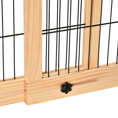 Freestanding Dog Gate, Foldable Pet Fence, Indoor Wood Barrier, Stair Gate with Support Feet, for Doorway, Hallway