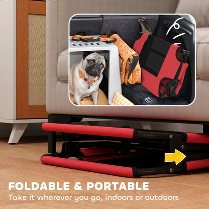 Portable Raised Dog Bed, Elevated Pet Cot with Breathable Mesh for Indoor Outdoor, for Small Medium Dogs, Red
