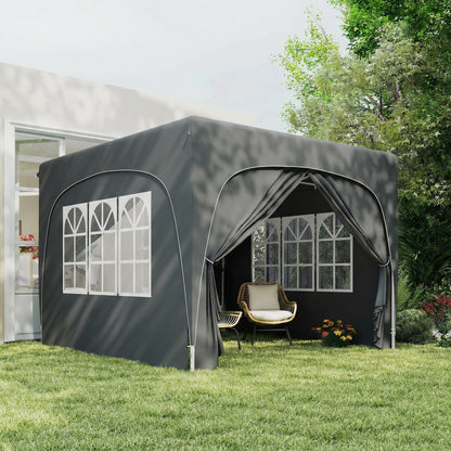 3 x 3m Pop-Up Gazebo Shelter, with Accessories - Dark Grey