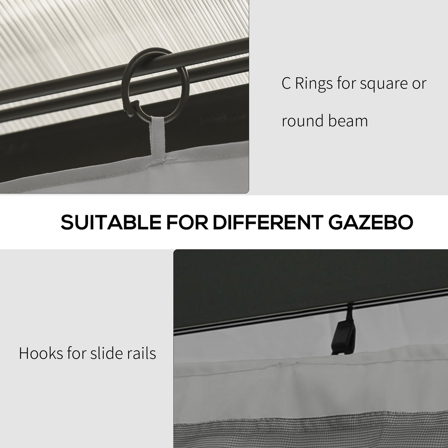4 Pack Replacement Gazebo Curtains Privacy Panel for Most 3 x 4m Gazebo Canopy Pavillion Outdoor Shelter Sidewalls Accessorie