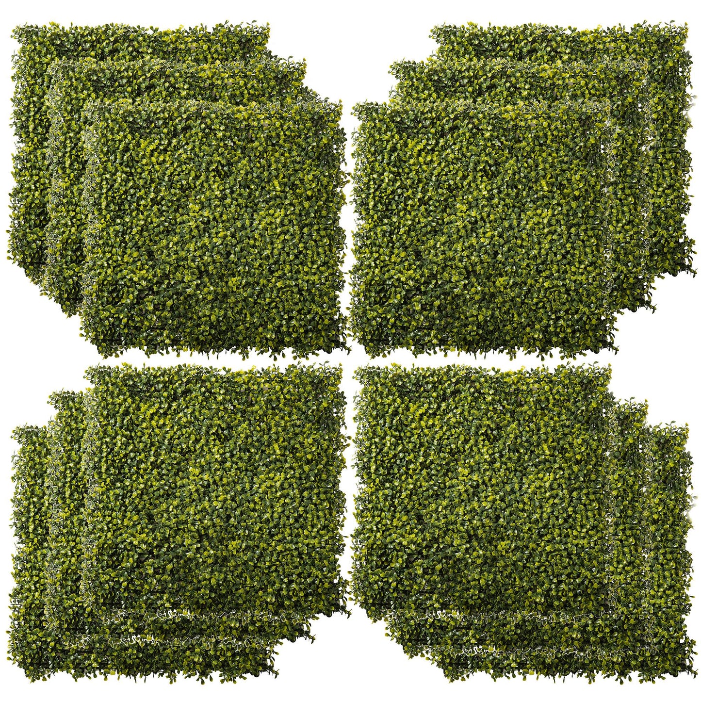 12PCS Artificial Boxwood Wall Panels 50cm x 50cm Grass Privacy Fence Screen Faux Hedge Greenery Backdrop Encrypted Milan Gras