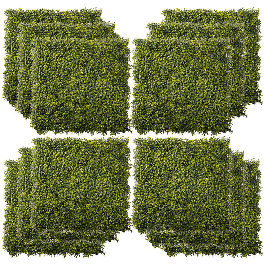 12PCS Artificial Boxwood Wall Panels 50cm x 50cm Grass Privacy Fence Screen Faux Hedge Greenery Backdrop Encrypted Milan Gras
