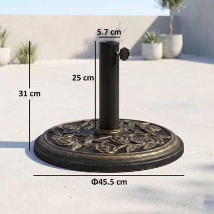 9kg Garden Parasol Base, Round Resin Cast Iron Effect Sun Umbrella Base