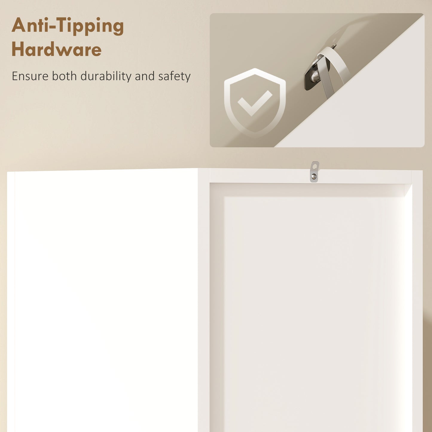 Tall Slim Bathroom Cabinet with 2 Doors, 2 Shelves - White