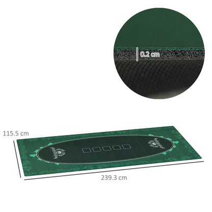 Professional Poker Mat, 12-Player Water-resistant Poker Table with Felt Surface, Carry Bag, Green