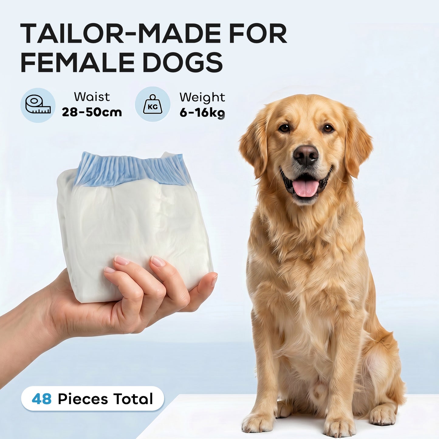 Disposable Dog Diapers Female for L Dogs Incontinence or Excitable Urination and Training 48 Count