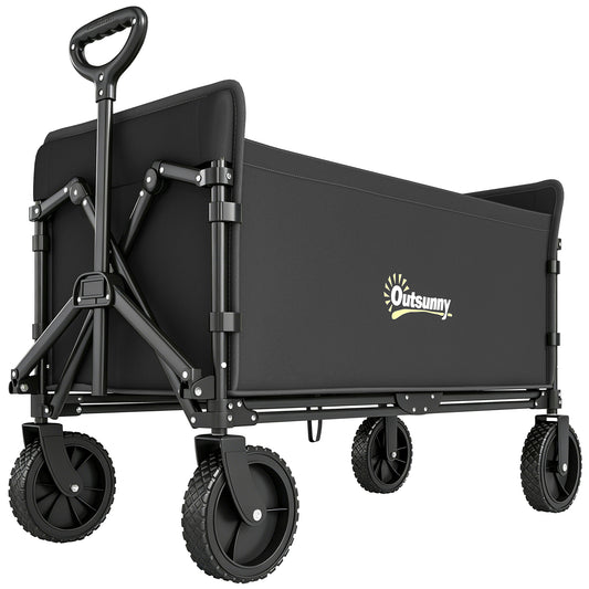 180L Festival Trolley on Wheels, Folding Compact Camping Trolley Cart with Adjustable Handle, 120 KG Capacity for Garden