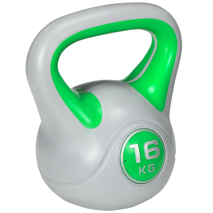 Kettlebell, 16kg Kettle Bells with Handle for Home Gym Weight Lifting and Strength Training, Green and Grey