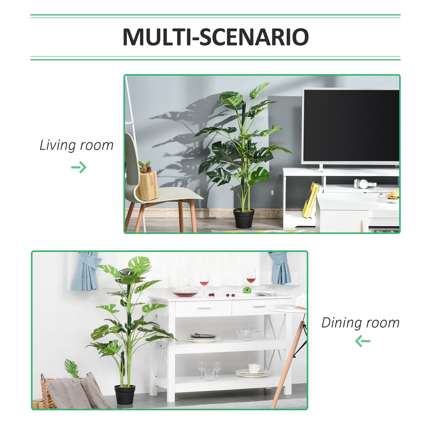 100cm/3.3FT Artificial Monstera Tree Decorative Cheese Plant 21 Leaves with Nursery Pot
