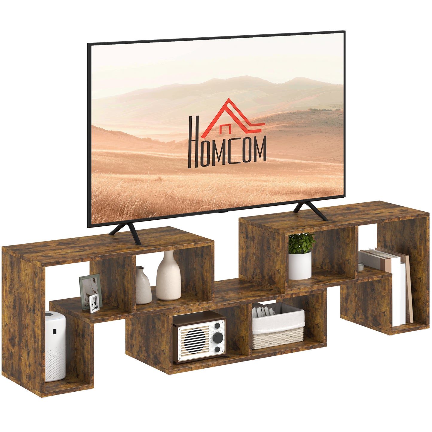 Three-Block Modular TV Stand - Rustic Brown