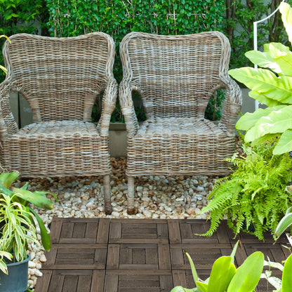 27 Pcs Wooden Interlocking Decking Tiles, 30 x 30 cm Outdoor Flooring Tiles, 2.5㎡ per Pack, for Patio, Balcony, Terrace