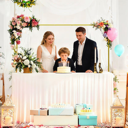 Wedding Arch Backdrop Stand, Square Metal Arch Frame with U-shaped Stakes, Gold Wedding Arch, 6.6 FT