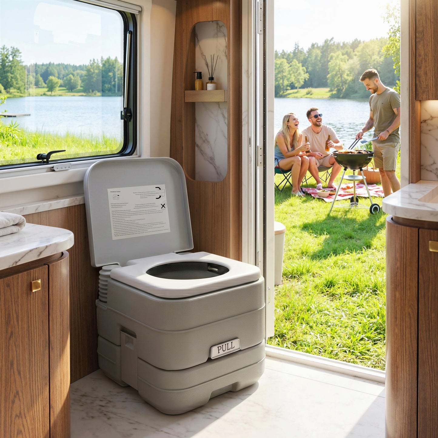 10L Plastic Portable Toilet - Grey