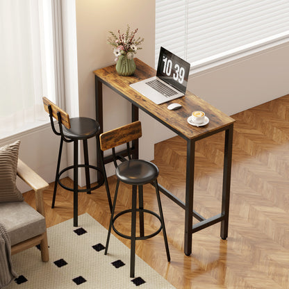 Set of Two Industrial-Style Bar Stools - Brown/Black