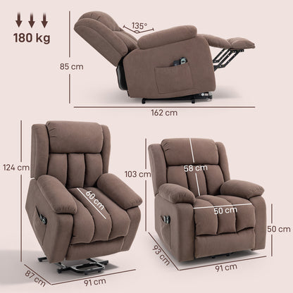 Power Lift Recliner Chair with Vibration Massage, Lift Chair for Elderly with Footrest, Remote, Side Pocket, Dark Brown