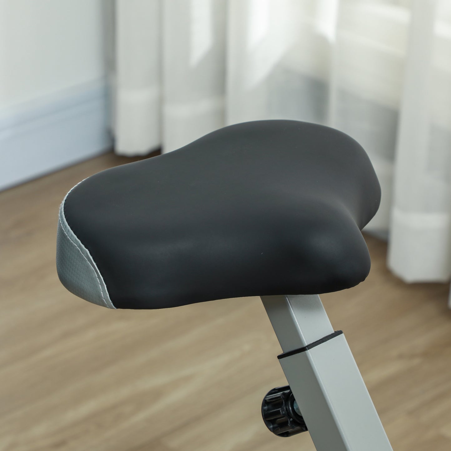 Folding and Quiet Exercise Bike with 8-Level Magnetic Resistance and Heart Rate Sensor, for Home Gym, Black and Grey