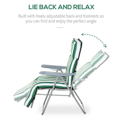 2 Pieces Outdoor Sun Lounger Set with Cushions, Patio Folding 5-Level Adjustable Backrest Recliner Chairs Set of 2 with High