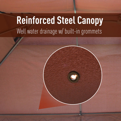 3 x 4m Garden Gazebo, Double Roof Marquee Canopy Shelter with Sidewalls, Solid Steel Frame for Garden, Lawn