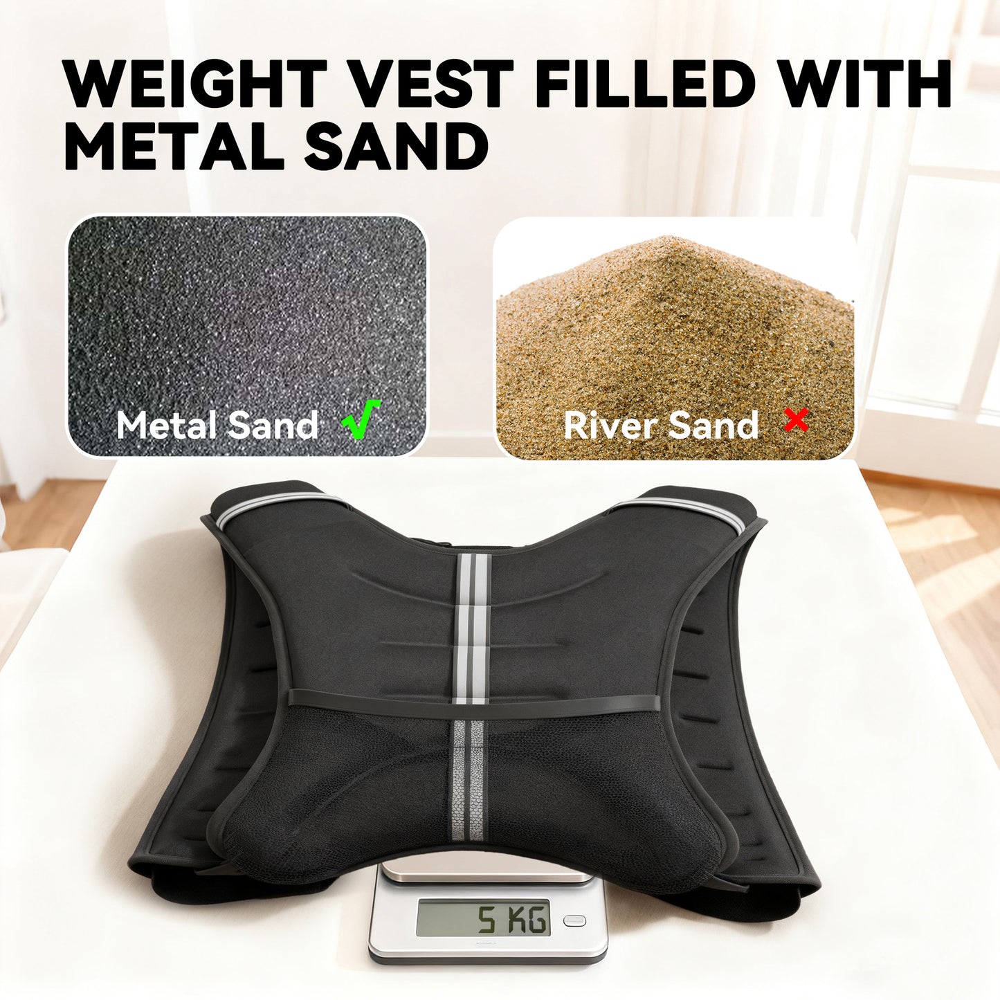 5KG Weighted Vest, Running Weight Vest with Adjustable Strap, Convenient Pocket and Reflective Strips for Men and Women