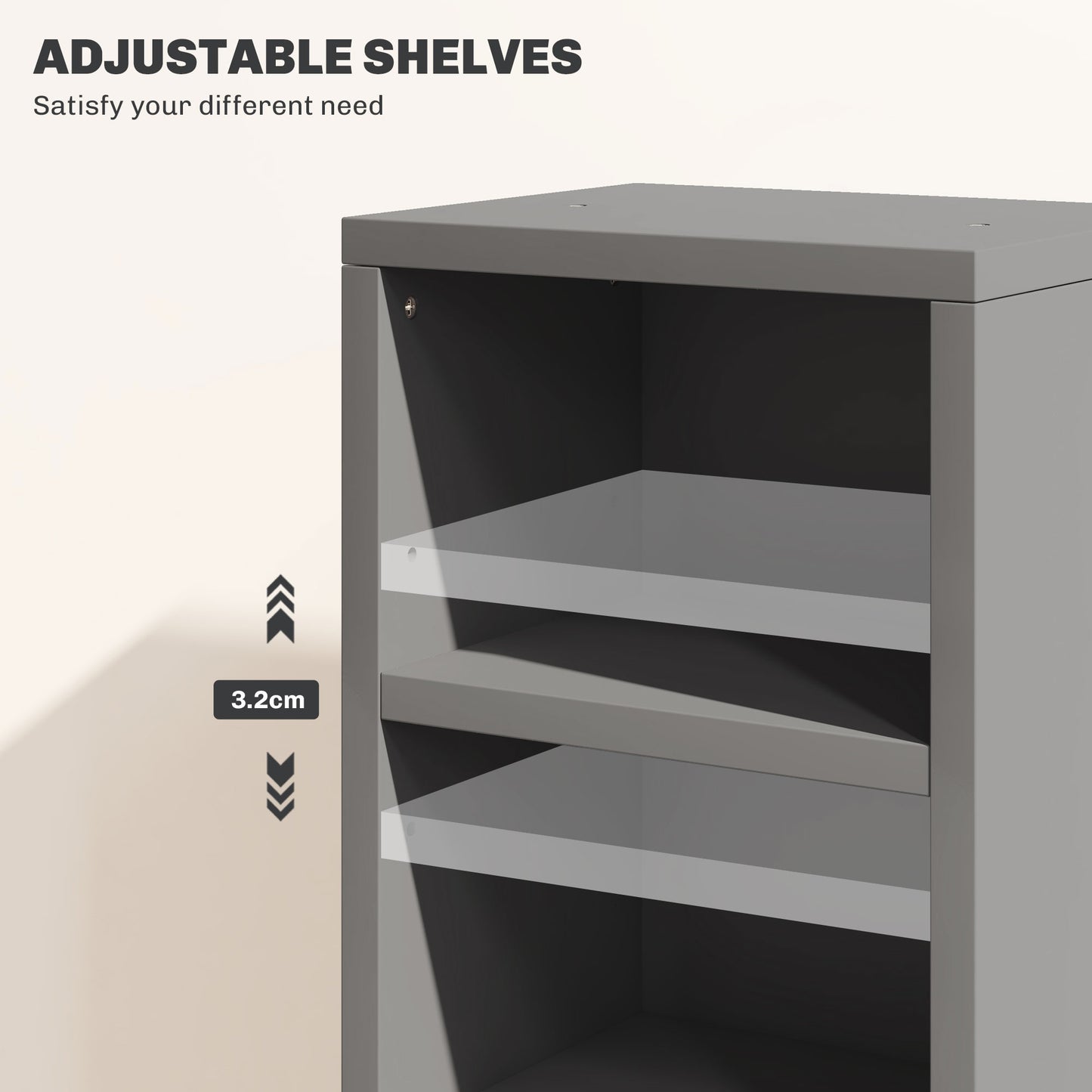 Set of 2 CD Media Display Shelf Unit Tower Rack with Adjustable Shelves, High Gloss Grey