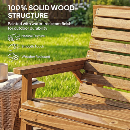 Wooden Garden Furniture Set , 1 Chair, 1 Bench and Detachable Table, Natural Wood Finish