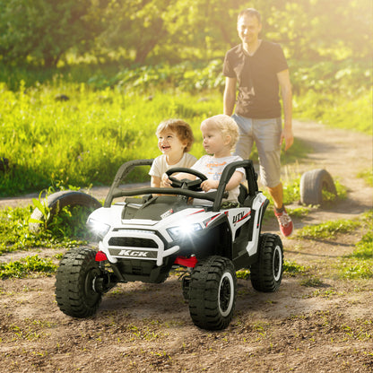 2 Seater 24V 7AH Ride on Truck, Battery Powered Electric Ride On Car w/ Remote, Suspension, 3 Speeds, White