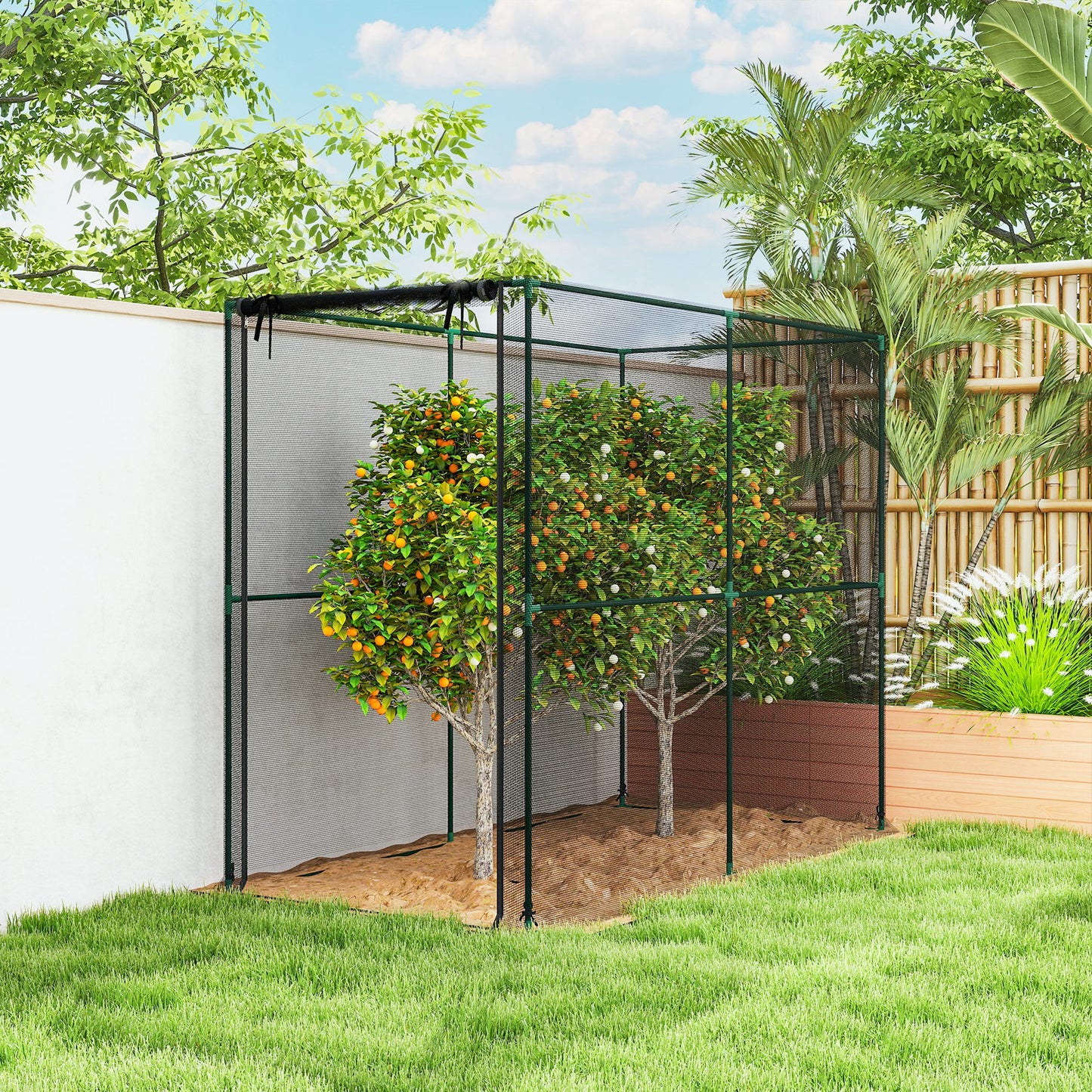 Fruit Cage Bird Netting, Brassica Cage Plant Protection Tent with Zipped Door, Anti Bird, Insects, Small Animals, Black