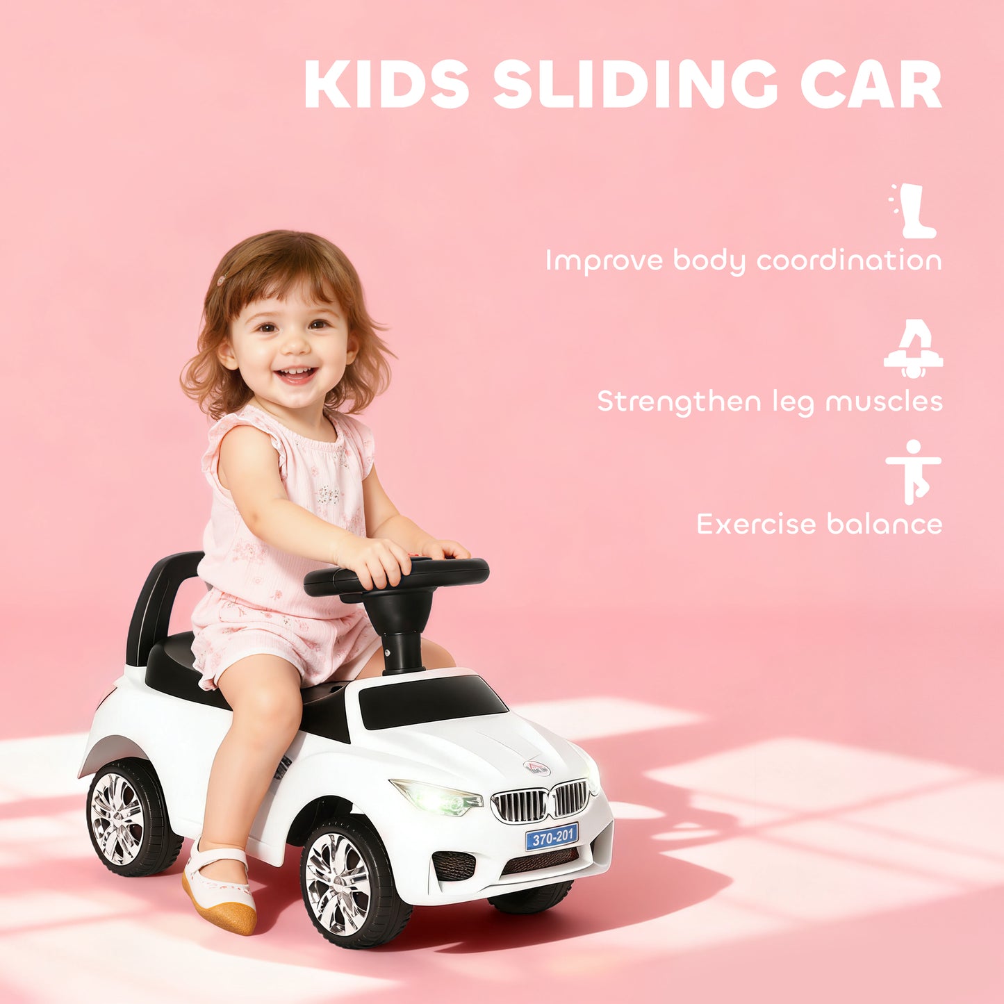 Ride on Car Baby Toddler Walker Foot to Floor Sliding Car Slider, White