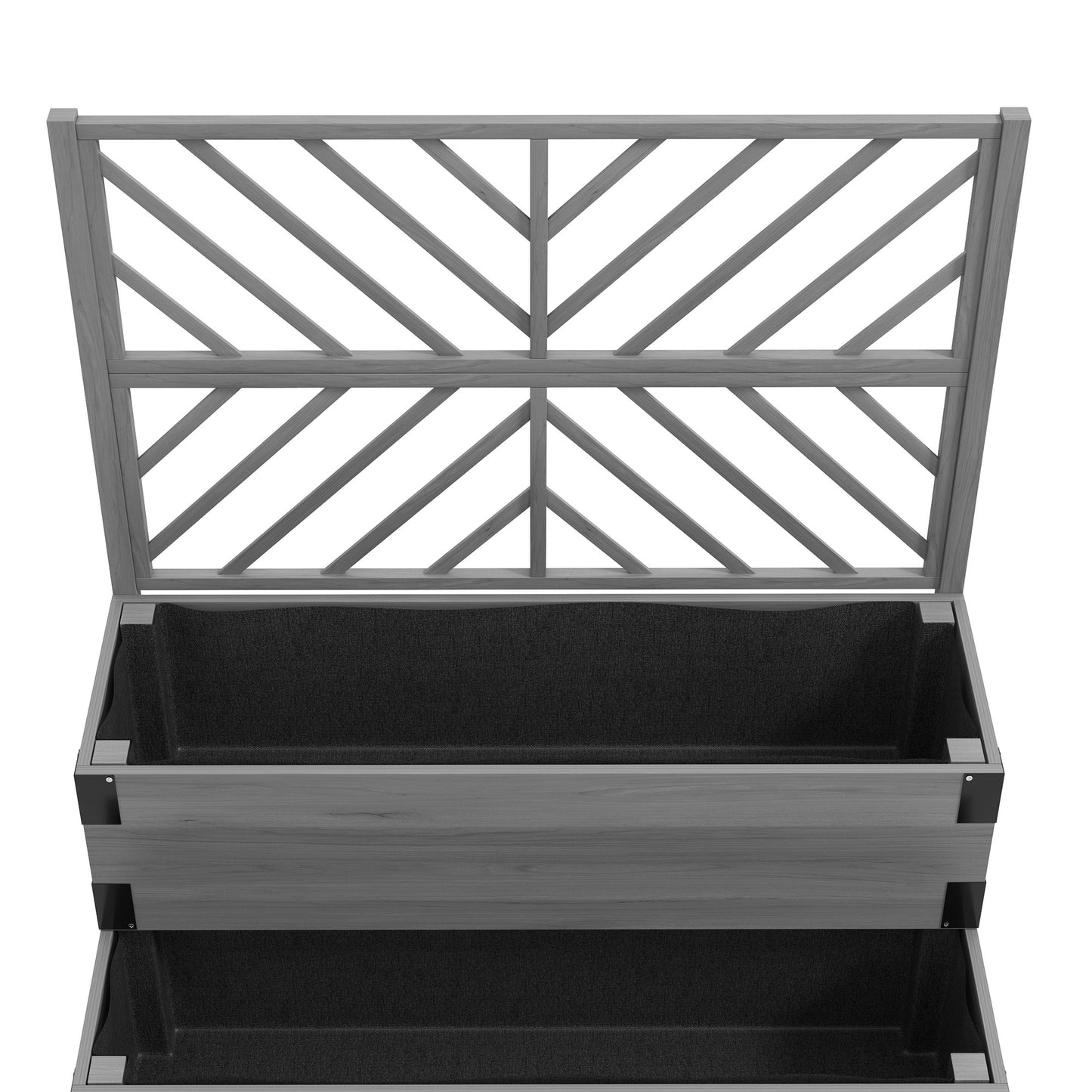 Raised Garden Bed with Trellis, 2-Tier Wooden Elevated Planter Box for Vegetables, Flowers, Herbs, Grey