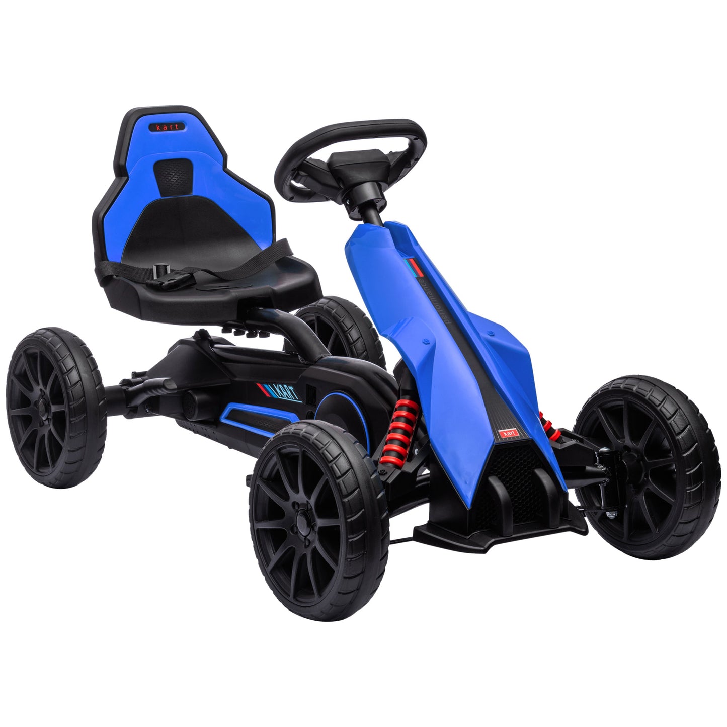 Kids Pedal Go Kart, with Adjustable Seat, EVA Wheels, Seat, Handbrake - Blue