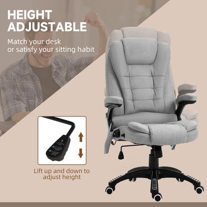 Office Chair, Ergonomic Fabric Desk Chair with 6-Point Massage and Back Heated, Arms, Lumbar Support, Light Grey