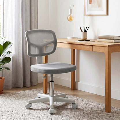 Small Office Chair without Arms, Ergonomic Swivel Mesh Desk Chair with Curved Back, Dark Grey