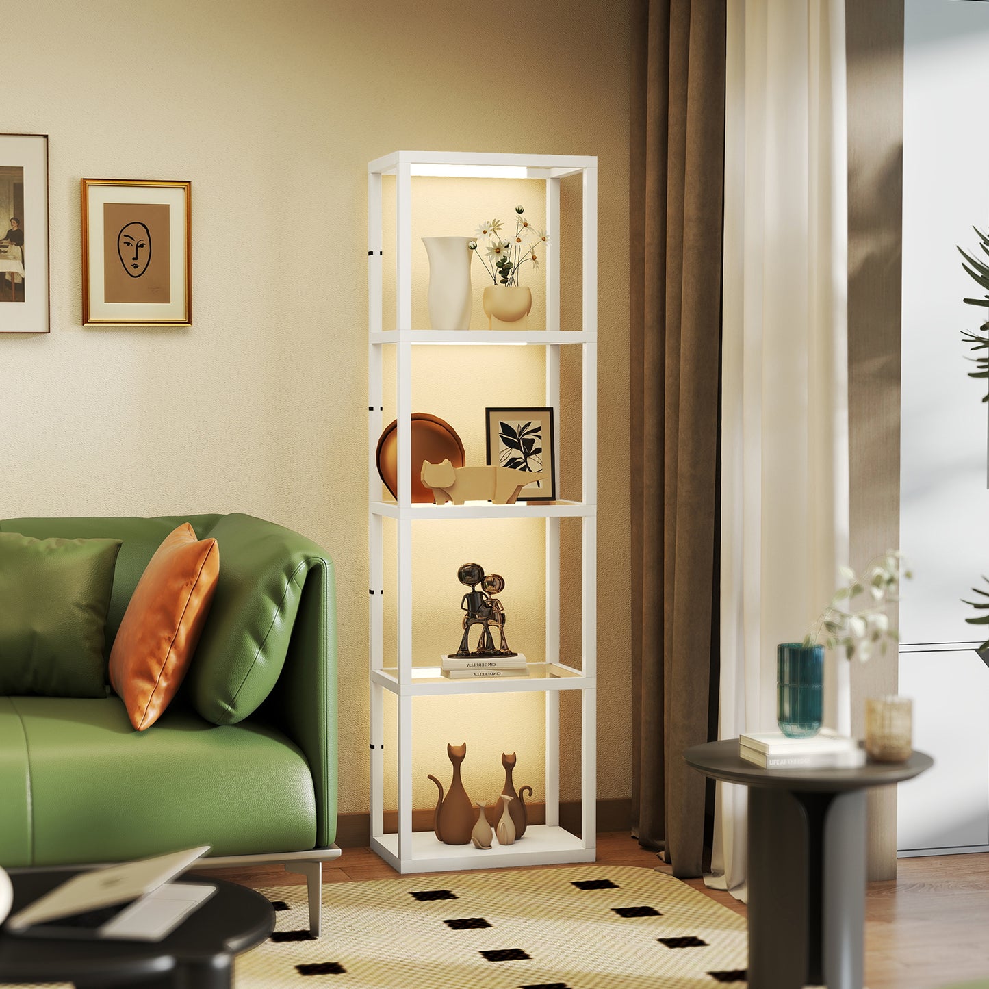 Four-Shelf Floor Lamp - White