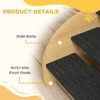 Dog Steps for Sofa and Bed, 3-Step Dog Stairs, Pet Stairs with Side Panels, Non-Slip Feet for Small Puppies
