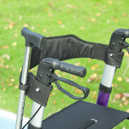 Folding Adjustable Rollator with Dual Brakes & 6 Adjustable Handle Heights for Seniors Purple