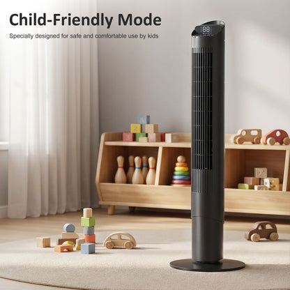 Tower Fan with WiFi App Control Standing Floor Cooling Fan Remote Control 101.8 cm Black