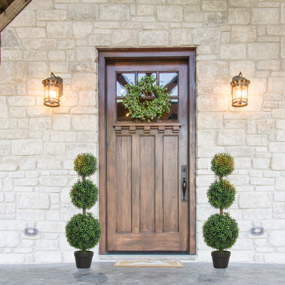 Set of 2 Decorative Artificial Trees, Topiary Ball-shaped Boxwood Trees in Pot, Fake Plants for Home Indoor outdoor Decor