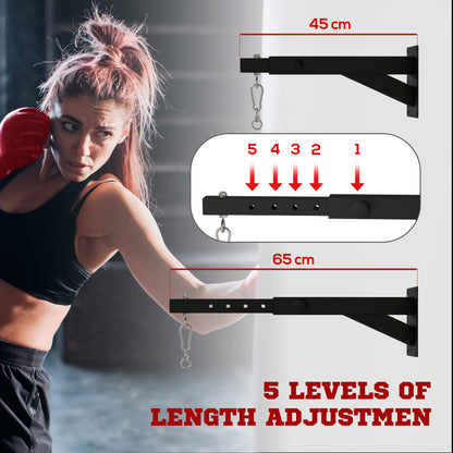 Punch Bag Wall Bracket, 5-Length Adjustable Boxing Bag Bracket for Kickboxing, Muay Thai, Punching Training