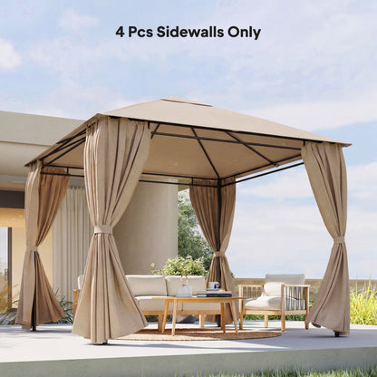 4 Pack Replacement Gazebo Curtains Privacy Panel for Most 3 x 3 m Gazebo, Outdoor Shelter Sidewalls, Khaki