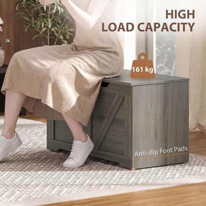 100L Home Storage Box, with Safety Hinge - Dark Grey Wood-Effect
