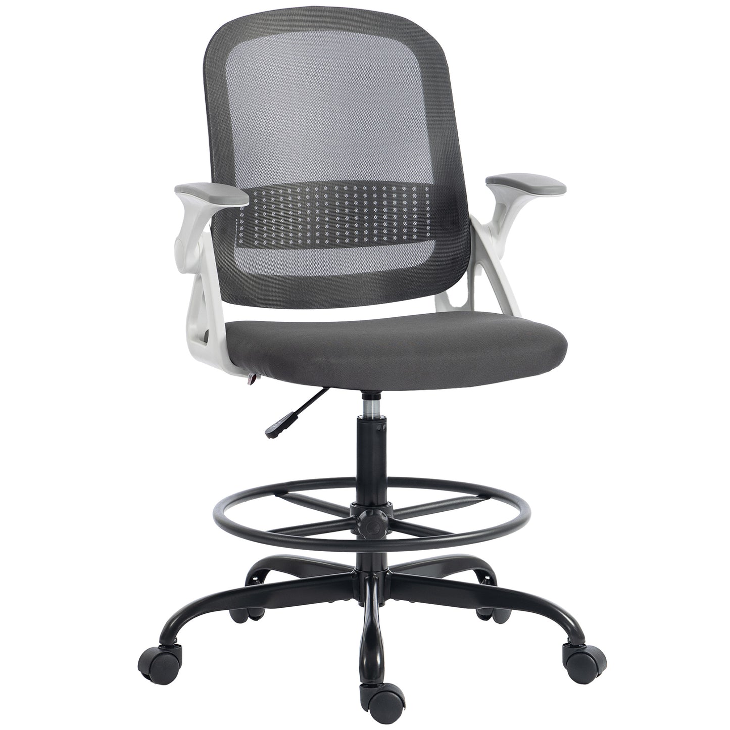 Painting Chair, Mesh Computer Desk Chair with Flip-up Armrests, Grey