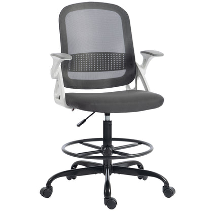 Painting Chair, Mesh Computer Desk Chair with Flip-up Armrests, Grey