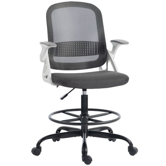 Painting Chair, Mesh Computer Desk Chair with Flip-up Armrests, Grey