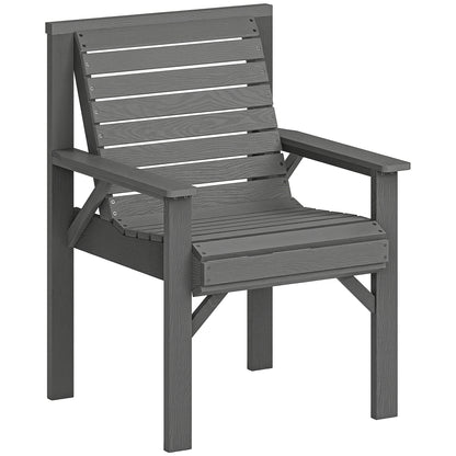 Wooden Garden Dining Chair, Outdoor Chair Garden Armchair with Curved Seat and Wide Armrests, Grey Embossed Finish
