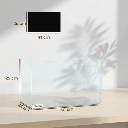 Fish Tank Bare Glass for DIY Glass Aquarium with Protective Base Mat 24L Transparent for Fish Shrimps