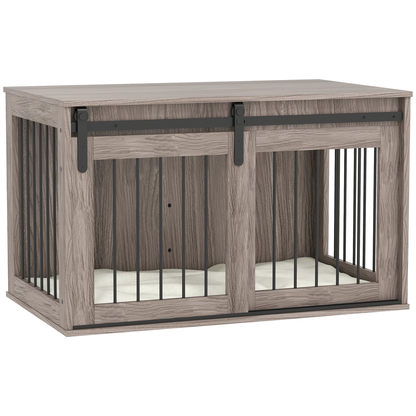 98cm Dog Crate Furniture with Removable Cushion for Large Dogs - Brown