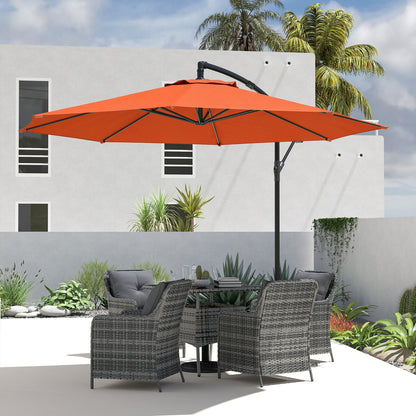3 m Overhanging Cantilever Parasol, with Cross Base - Orange