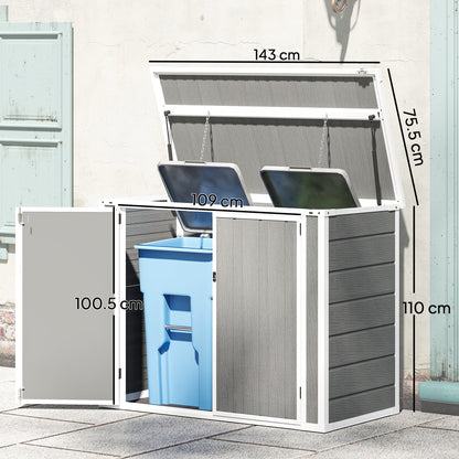 4.7 x 2.5FT Garden Shed, Double Bin Storage Shed with Lockable Doors