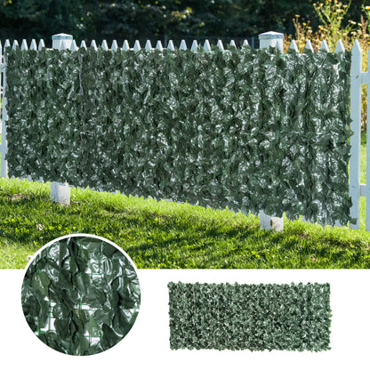 1-Piece Artificial Leaf Hedge Screen Privacy Fence Panel for Garden Outdoor Indoor Decor, Dark Green, 2.4M x 1M