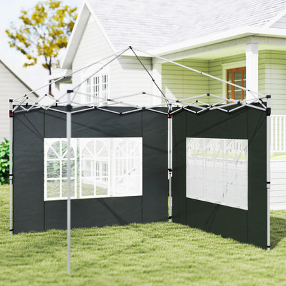 Gazebo Side Panels, Sides Replacement with Window for 3x3(m) or 3x4m Pop Up Gazebo, 2 Pack, Black